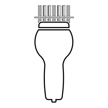 El tarayıcı simgesi ile barkod taranıyor ana hatları siyah renk vektör illüstrasyonu düz resim