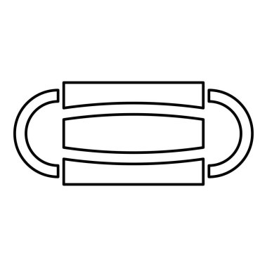 Tek kullanımlık tıbbi maske. Hastane kirliliği virüsü COVID 19 'u koronavirüs ikonundan koruyor. Siyah renk vektörü çizimi düz görüntü.
