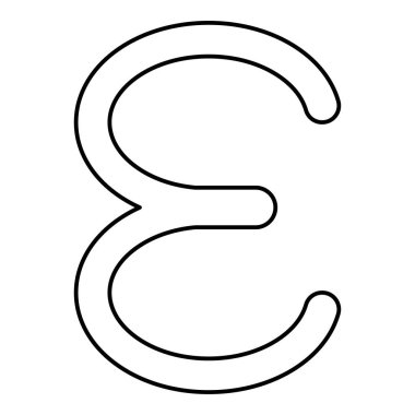 Epsilon Yunanca sembolü küçük harf yazı tipi simgesi siyah renk vektörü illüstrasyonunu düz resim şeklinde özetliyor