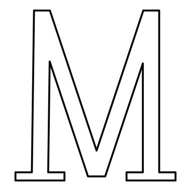 Mu Yunanca sembolü büyük harf yazı tipi simgesi ana hatları siyah renk vektörü illüstrasyonu düz resim biçimi