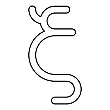 Ksi Yunanca sembolü küçük harf yazı tipi simgesi ana hatları siyah renk vektörü illüstrasyonu düz resim biçimi