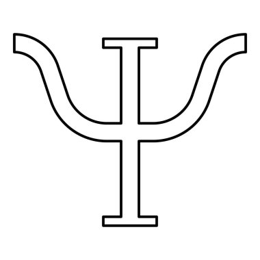 Psi Yunanca sembolü büyük harf yazı tipi simgesi siyah renk vektörü illüstrasyonunu düz resim şeklinde özetliyor