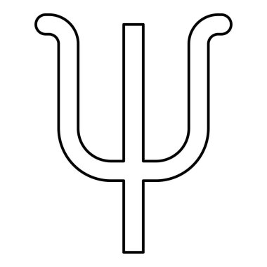 Psi Yunanca sembolü küçük harf yazı tipi simgesi siyah renk vektörü illüstrasyonunu düz resim biçiminde özetliyor