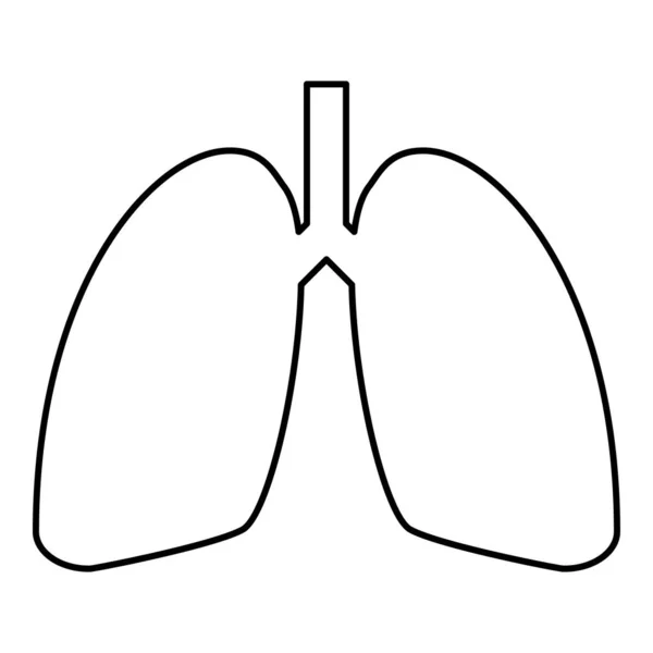 Pulmones Icono Humano Contorno Color Negro Vector Ilustración Plano Estilo — Vector de stock