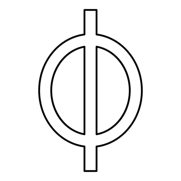 Phi Görög Szimbólum Kis Betű Kisbetűs Betűtípus Ikon Vázlat Fekete — Stock Vector