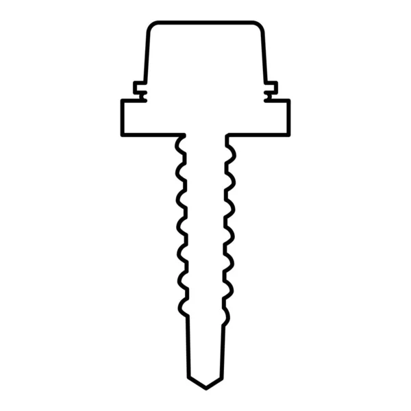 Metal roof screw Mounting profiled corrugated sheeting icon outline black color vector illustration flat style simple image — Stock Illustration Metal Roof Screw Mounting Profiled Corrugated Sheeting Icon Outline Black Stock Vector