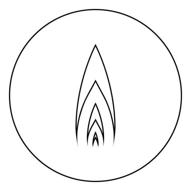 Daire şeklinde alev simgesi ana hatları siyah renk illüstrasyonu düz resim