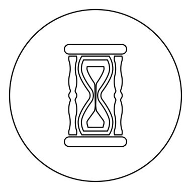 Kum Saati simgesi yuvarlak yuvarlak ana hatlı siyah renk çizimi düz resim