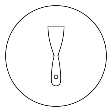 Yapı spatula macunu spatula spatula Spackling aracı el enstrümanı inşaatçısı mala simgesi yuvarlak yuvarlak çizgili siyah renk çizimi düz resim