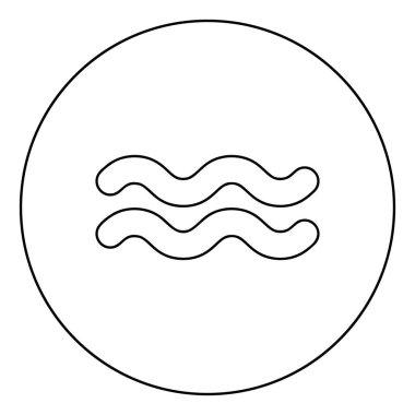 Daire şeklinde yuvarlak yuvarlak çizgili siyah renk vektörü illüstrasyonunda düz resim simgesi üzerinde yıkanabilir tanımlama