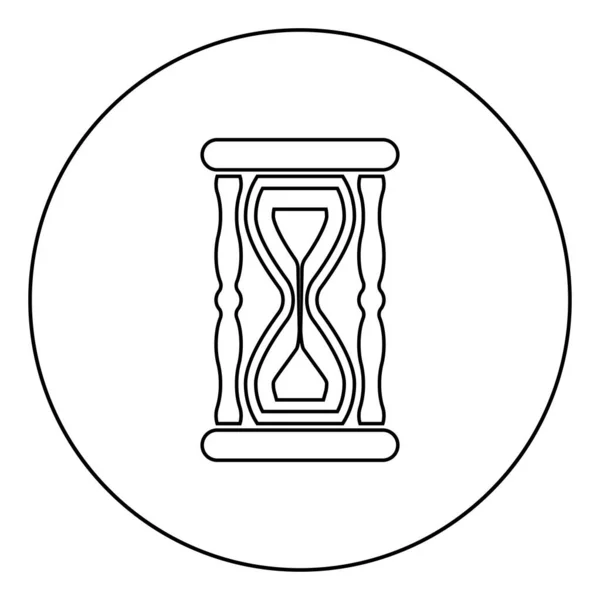 Sanduhr Sanduhr Symbol Kreis Runde Umrisse Schwarze Farbe Vektor Illustration — Stockvektor