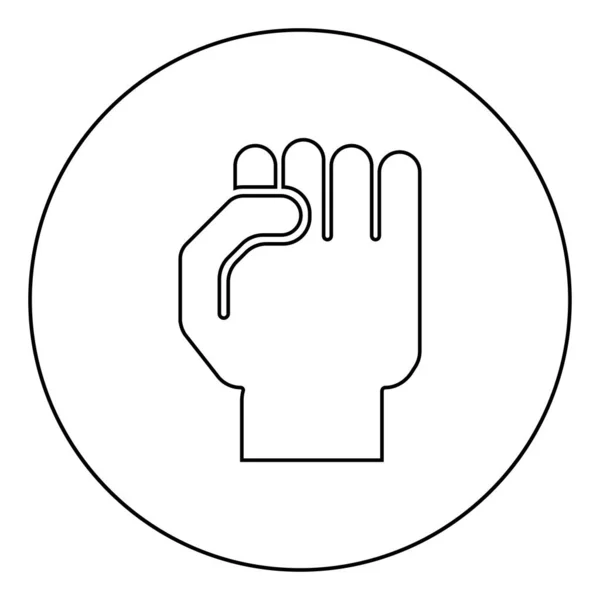 Иконка Кулака Круглой Очертании Черного Цвета Векторная Иллюстрация Плоский Стиль — стоковый вектор