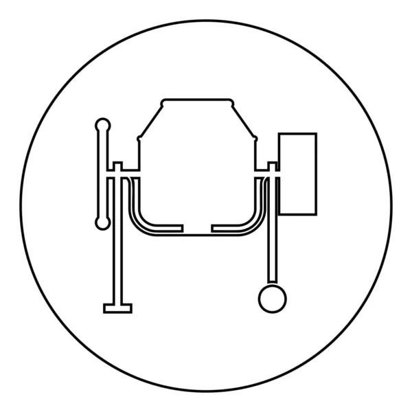 Betonmischer Zementmaschine Symbol Kreis Runde Umrisse Schwarze Farbe Vektor Illustration — Stockvektor