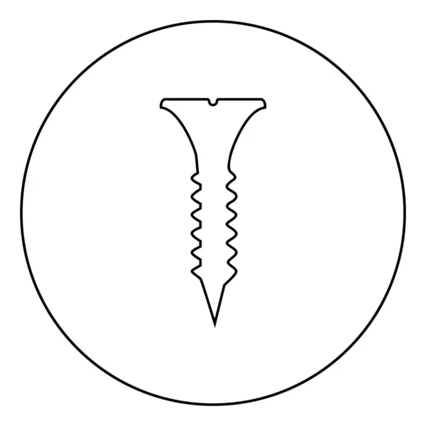 Selbstschneidende Schraube Kurze Lange Symbol Kreis Runde Umrisse Schwarze Farbe — Stockvektor