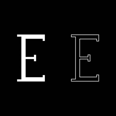 Epsilon Yunanca sembolü büyük harf yazı tipi simgesi ana hatları beyaz renk vektör çizimi düz resim biçimi