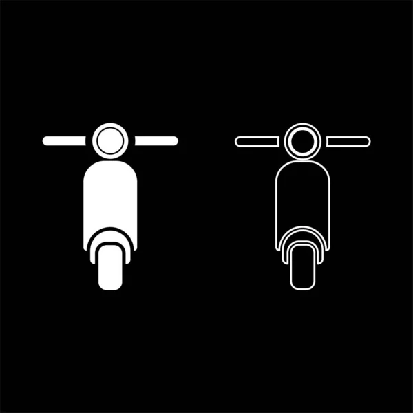 Scooter Motosiklet Teslimatı Konsepti Moped Nakliye simgesi ana hatları beyaz renk vektör çizimi düz resim çizimi