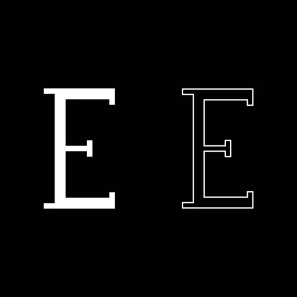 Эпсилон Греческий Символ Заглавная Буква Прописная Иконка Контур Шрифта Набор — стоковый вектор