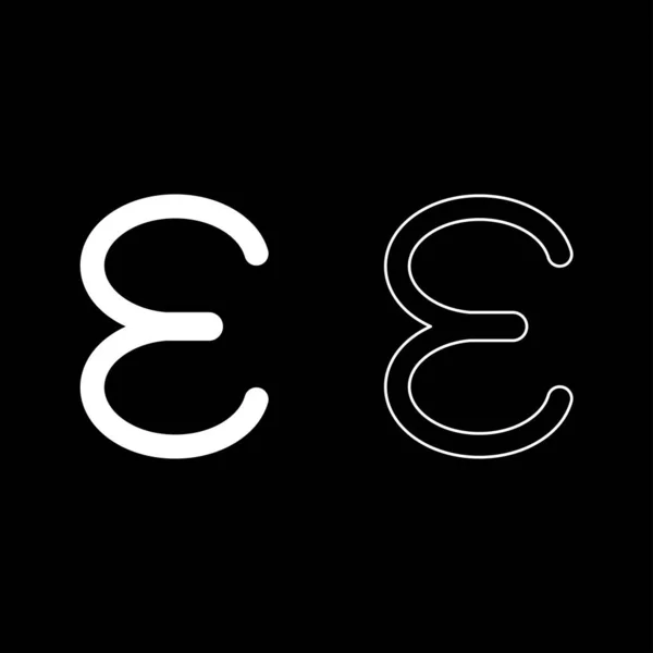 Epsilon Greek Symbol Small Letter Lowercase Font Icon Outline Set — Stock Vector