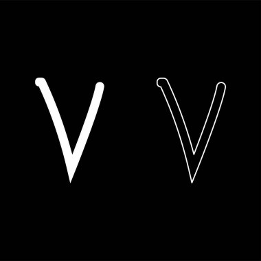 Nu Yunanca sembolü küçük harf yazı tipi simgesi ana hatları beyaz renk vektör çizimi düz resim biçimi