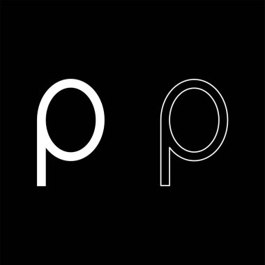 Rho Yunanca sembolü küçük harf yazı tipi simgesi ana hatları beyaz renk vektör çizimi düz resim biçimi