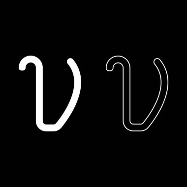 Büyük Yunanca sembol küçük harf yazı tipi simgesi ana hatları beyaz renk vektör çizimi düz resim biçimi