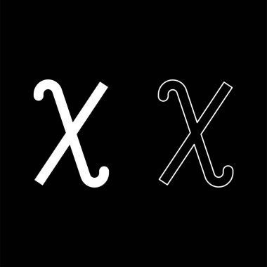 Chi Yunanca sembolü küçük harf yazı tipi simgesi ana hatları beyaz renk vektör çizimi düz resim biçimi