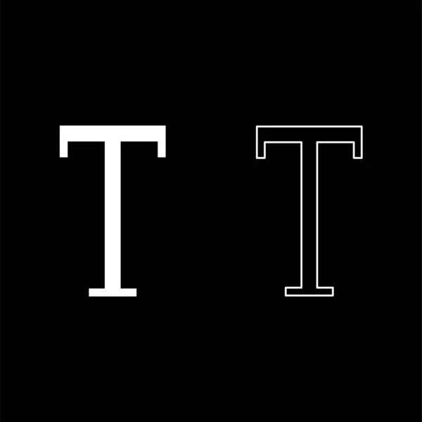 Tau Greek Symbol Capital Letter Uppercase Font Icon Outline Set — Stock Vector