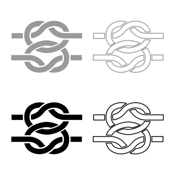 Deux Nœuds Nautiques Câbles Fil Avec Boucle Cordon Marin Torsadé — Image vectorielle