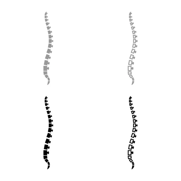 Spine Human Spinal横表示Vertebra背側椎アイコンアウトラインセットブラックグレーカラーベクトルイラストフラットスタイルシンプルな画像 — ストックベクタ