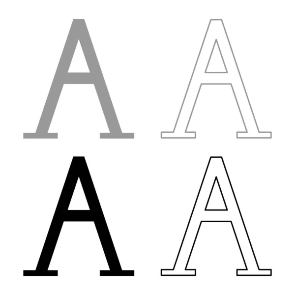 Alpha Grieks Symbool Hoofdletter Hoofdletters Lettertype Icoon Outline Set Zwart — Stockvector
