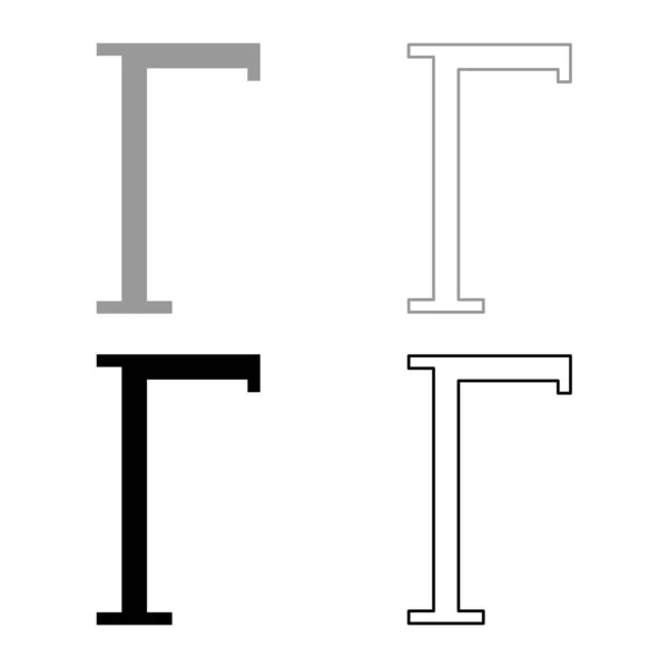 Gamma Grieks Symbool Hoofdletter Hoofdletters Lettertype Icoon Outline Set Zwart — Stockvector