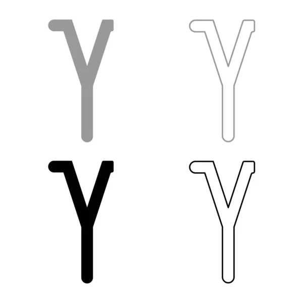 Gamma Greek符号小写字母小写字母字体图标轮廓集黑色灰色矢量图形平面样式简单图像 — 图库矢量图片