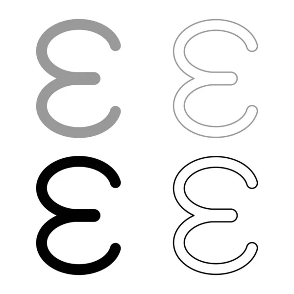 Epsilon Grec Symbole Petite Lettre Minuscule Police Icône Contour Mis — Image vectorielle