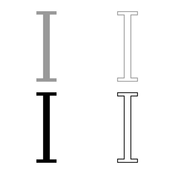 Iota Griechisches Symbol Großbuchstaben Schrift Symbol Umriss Gesetzt Schwarz Grau — Stockvektor