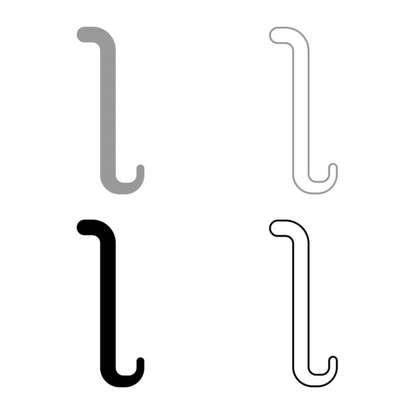 Iotaギリシャ語のシンボル小文字小文字フォントアイコンアウトラインセットブラックグレーカラーベクトルイラストフラットスタイルシンプルな画像 — ストックベクタ