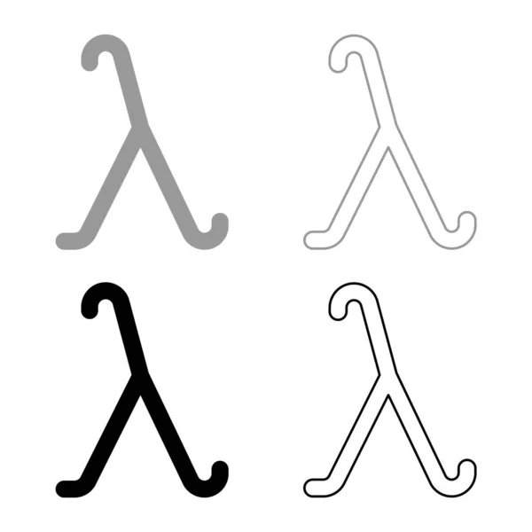 Lambda Greek Symbol Small Letter Lowercase Font Icon Outline Set — Stock Vector