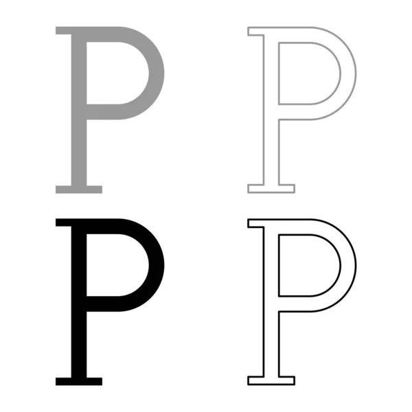 Rho Greek Symbol Capital Letter Uppercase Font Icon Outline Set — Stock Vector