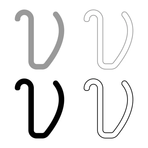 Upsilon Grek Symbol Liten Bokstav Gemener Typsnitt Ikon Kontur Set — Stock vektor