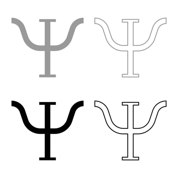 Psi Greek 대문자 대문자 Uppercase Font Icon Outline Set Black — 스톡 벡터