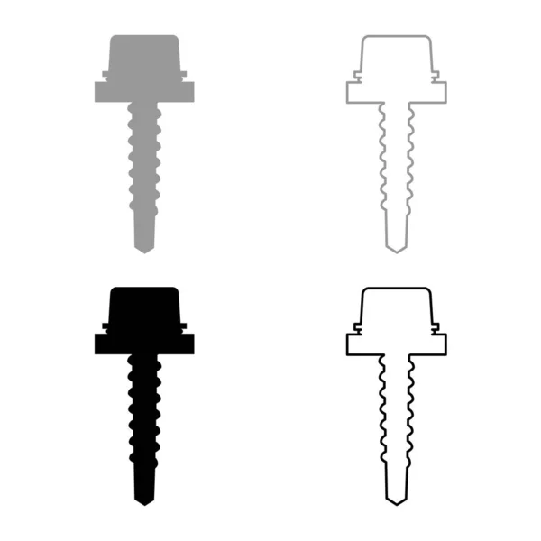 Metal roof screw Mounting profiled corrugated sheeting icon outline set black grey color vector illustration flat style simple image — Stock Illustration Metal Roof Screw Mounting Profiled Corrugated Sheeting Icon Outline Set Vector Graphics