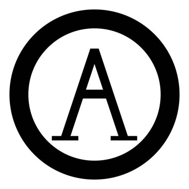 Alfa yunan sembolü büyük harf yazı tipi simgesi dairesel siyah renk vektörü illüstrasyonunda düz resim