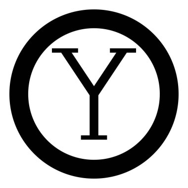 Büyük Yunanca sembolü büyük harf yazı tipi simgesi dairesel yuvarlak siyah renk vektör illüstrasyonu düz resim