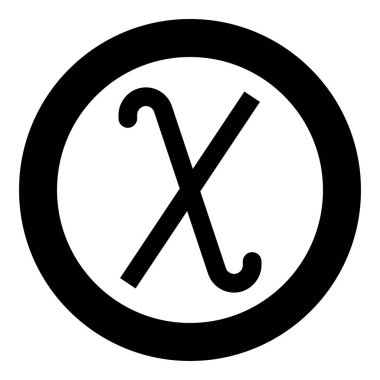 Chi Yunanca sembolü küçük harf yazı tipi simgesi yuvarlak siyah renk vektör çizimi düz resim biçiminde