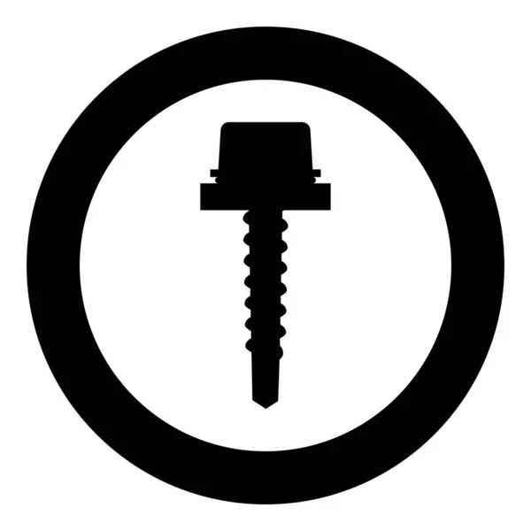 Metal roof screw Mounting profiled corrugated sheeting icon in circle round black color vector illustration flat style simple image — Stock Illustration Metal Roof Screw Mounting Profiled Corrugated Sheeting Icon Circle Black Stock Vector