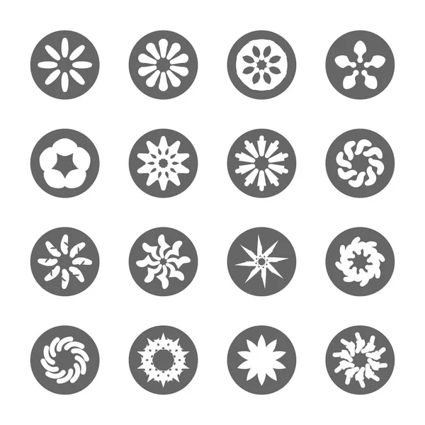 Weiße Blume flache Symbol-Set — Stockvektor