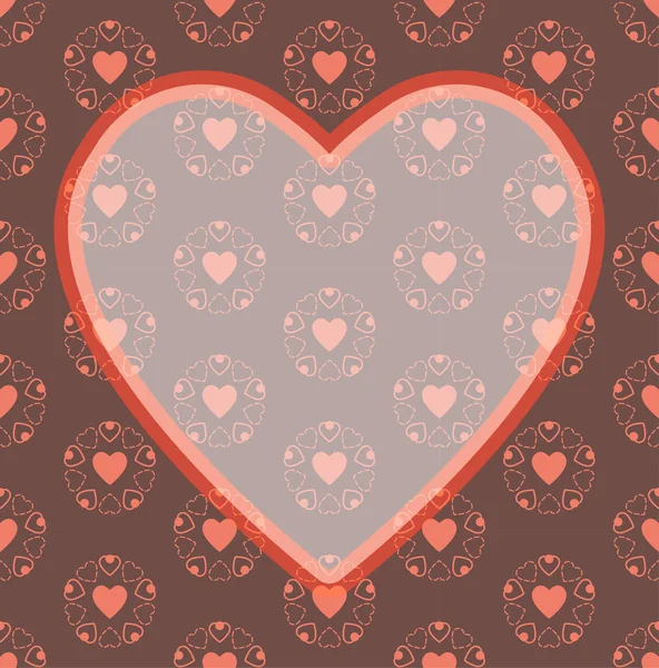 Alla hjärtans dag rött hjärta ram mönster bakgrund — Stock vektor