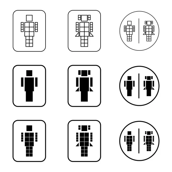 Toalete robô sinal ícones conjunto —  Vetores de Stock