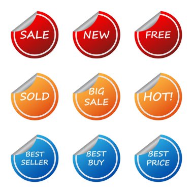 Satış promosyon etiket etiket kümesi