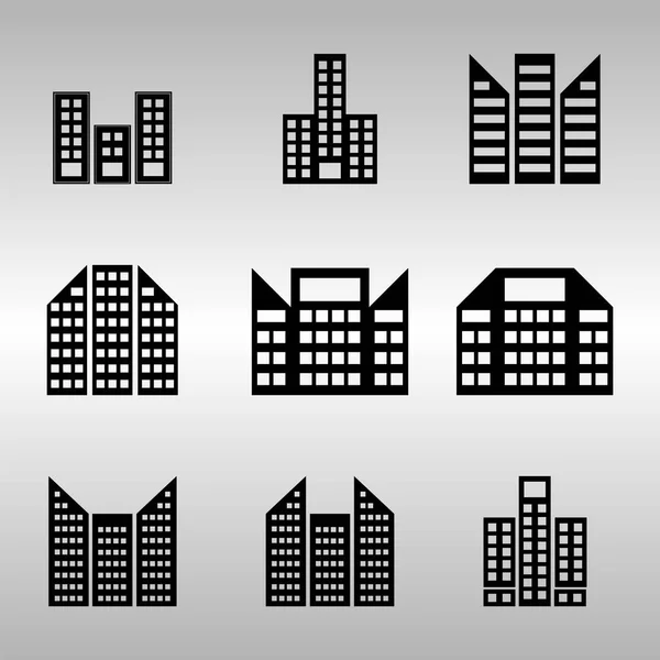 Plusieurs icônes de bâtiment ensemble — Image vectorielle