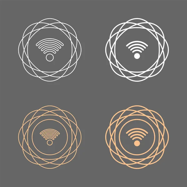 Wifi 円形サークル形状線アイコン セット — ストックベクタ